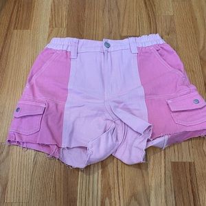 Pink high waisted cargo shorts